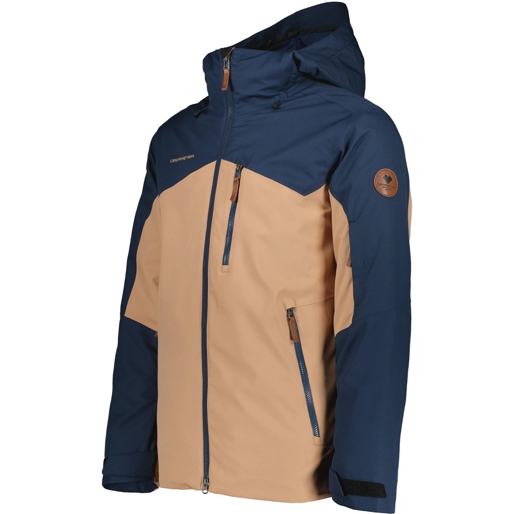 NWT Obermeyer Men's Chandler Shell Jacket Dune Tan Navy Ski Snowboard Sz XS